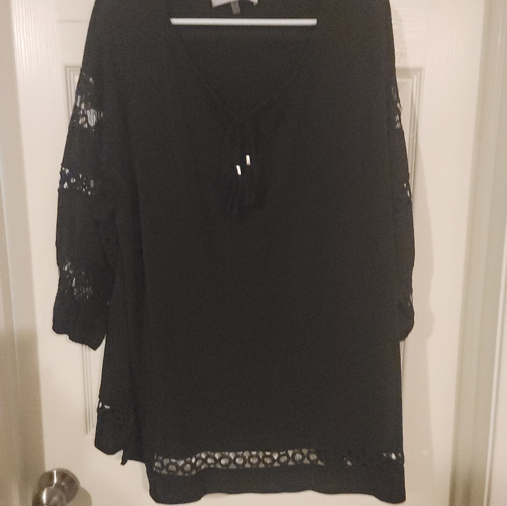 Black peek a boo blouse